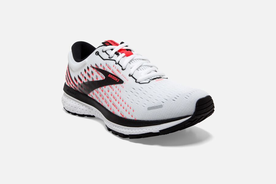 Brooks Ghost 13 Road Running Shoes Womens - White/Pink/Black - FXJNM-9873